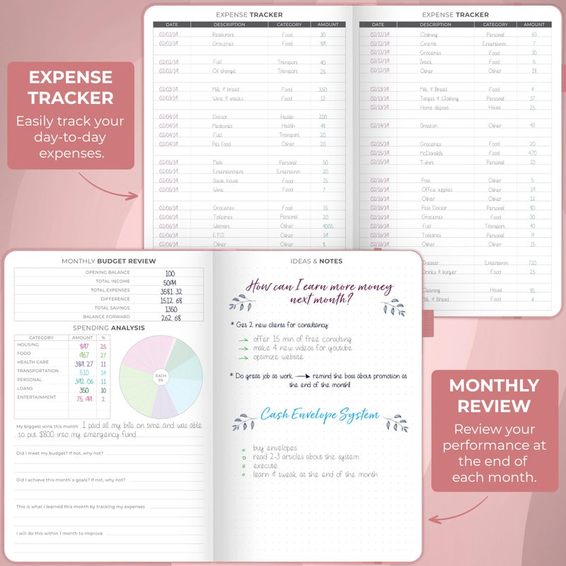Clever Fox Budget Planner - Expense Tracker Notebook. Monthly Budgeting Organizer, Finance Logbook & Accounts Book, Bill Tracker, A5 (Light Pink) - Image 4